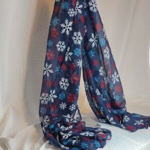 Nicole's Boutique Snowflake Patterned Scarf - Blue, Red, White